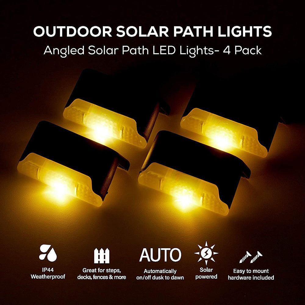 4 Pack Solarpower Deck Lights Outdoor Step Waterproof Led