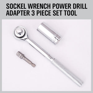 3Pc Universal Socket Wrench Set Power Drill Adaptor Gator Grip Size 7Mm To 19Mm