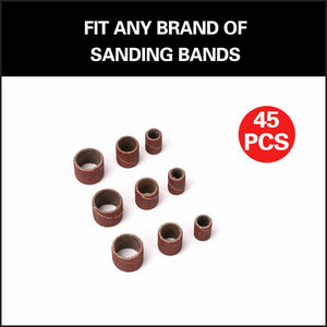 51Pc Sanding Bands Drum Sleeve Set 120 Grits Mandrel Dremel Rotary Kit 3Mm Shank