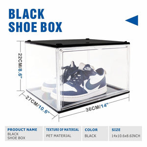 5Pc Black Stackable Shoe Display Box Hard Acrylic Sneaker Storage Containers Case