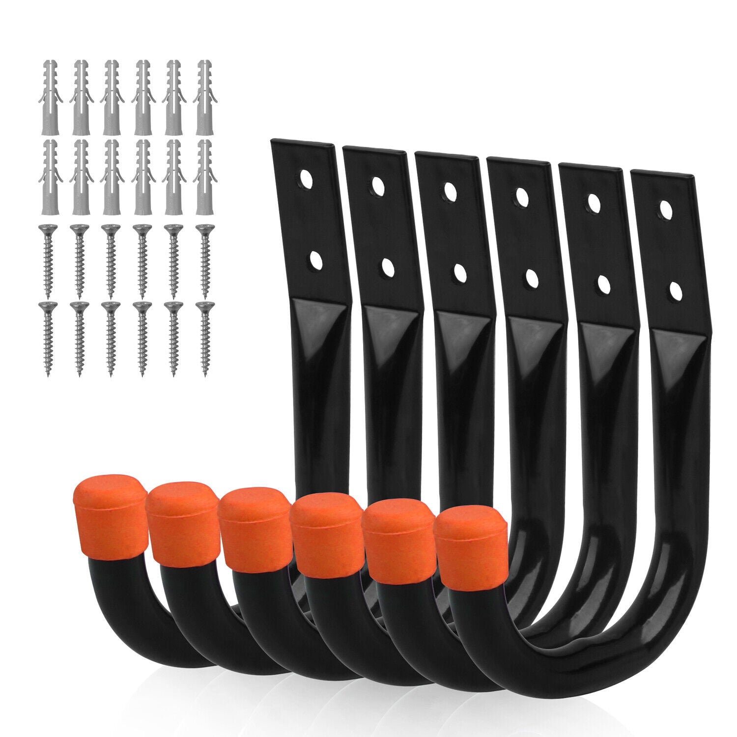 Horusdy 6Pc Wall Mount Garage Hooks Set Heavy Duty Steel Storage Rack Hanger