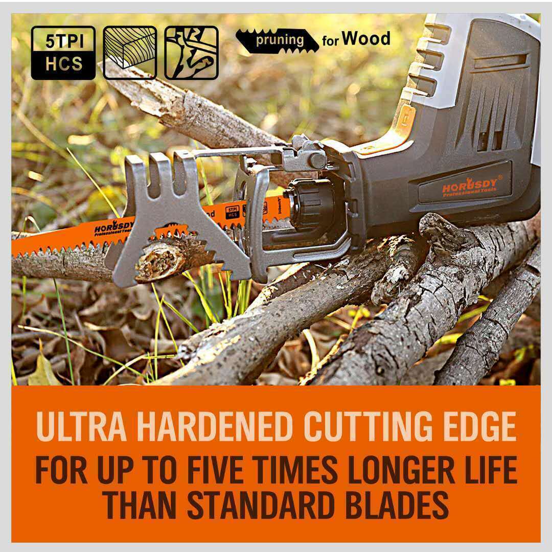 5Pc 9" / 240Mm Reciprocating Saw Blades 5Tpi Wood Timber Pruning Tool With Case