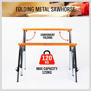 4Pc Mastercraft Sawhorse Metal Folding Non-Slip Surface Horse 120Kg Capacity