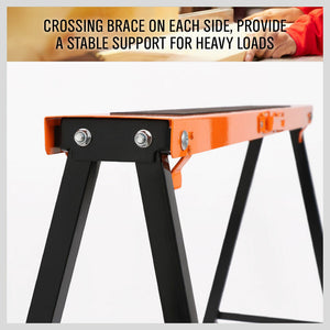 4Pc Mastercraft Sawhorse Metal Folding Non-Slip Surface Horse 120Kg Capacity