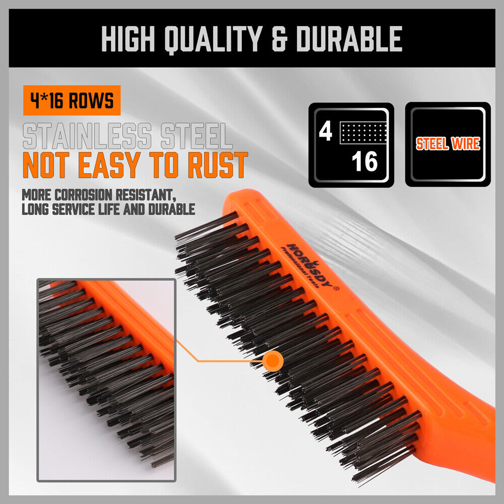 260Mm Stanless Brush Anti-Slip Handle Scratch Paint Cleaning Rust Remove New