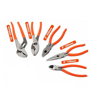 5Pc Pliers Set Diagonal Linesman Long Nose Groove Joint Slip