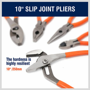 5Pc Pliers Set Diagonal Linesman Long Nose Groove Joint Slip