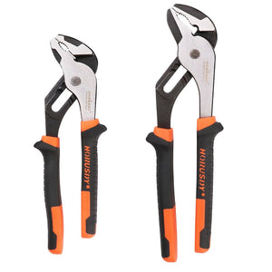 2Pc Groove Joint Pliers 8 & 10-Inch Multi Grip Non-Slip Heavy Duty Pipe Wrench