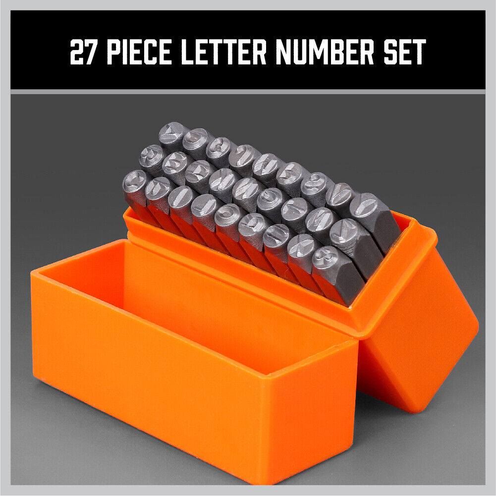 27Pc 6Mm Capital Letter Stamp Punches Set Metal Plastic Wood Leather With Case