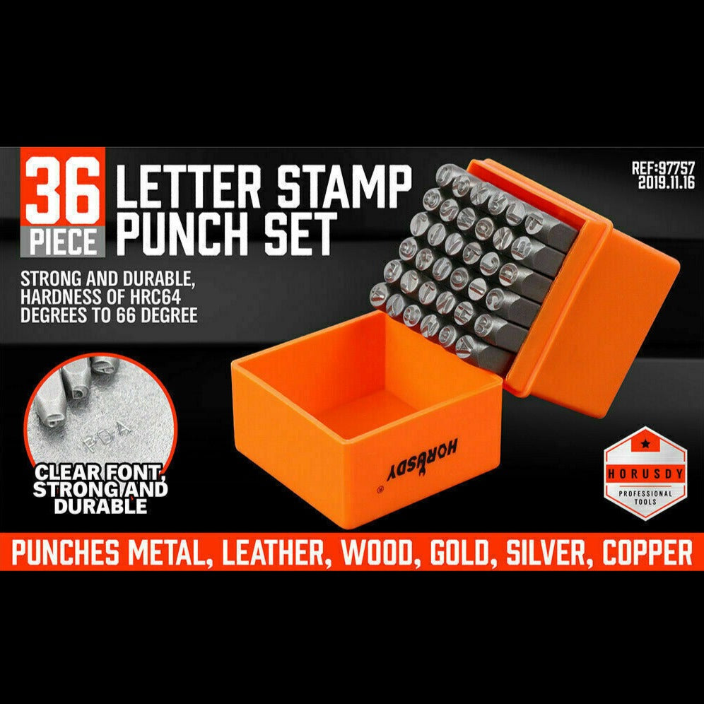 36Pc 6Mm Number & Capital Letter Stamp Set Punches Metal Plastic Wood Leather