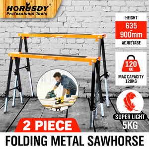 2Pc Mastercraft Sawhorse Metal Folding Non-Slip Surface Horse 120Kg Capacity