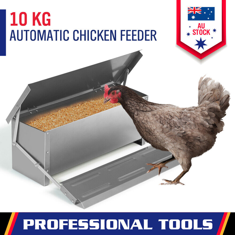 10Kg 12.5L Garden Farm Automatic Food Storage Box Stand Chicken Feeder Poultry