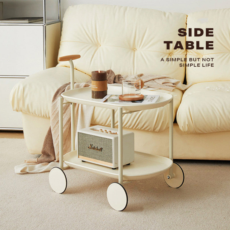 Movable Modern Trolley Small Unit Coffee Table Cart Storage Sofa Side With Wheels