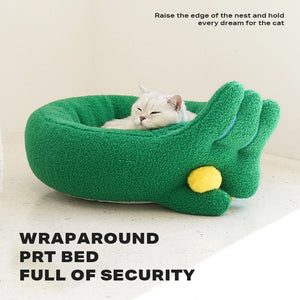 Dog Cat Pet Calming Bed Warm Soft Plush Round Nest Comfy Sleeping Gesture