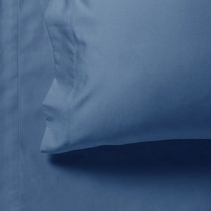 1000Tc Single Size Bed Soft Flat & Fitted Sheet Set Greyish Blue