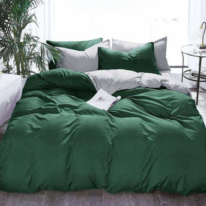 1000Tc Reversible Super King Size Green And Grey Duvet Quilt Cover Set