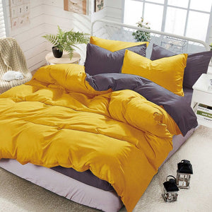 1000Tc Reversible Super King Size Yellow And Grey Duvet Quilt Cover Set