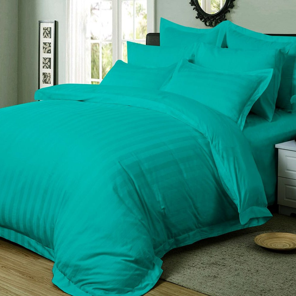 1000Tc Ultra Soft Striped Queen Size Duvet Quilt Cover Set