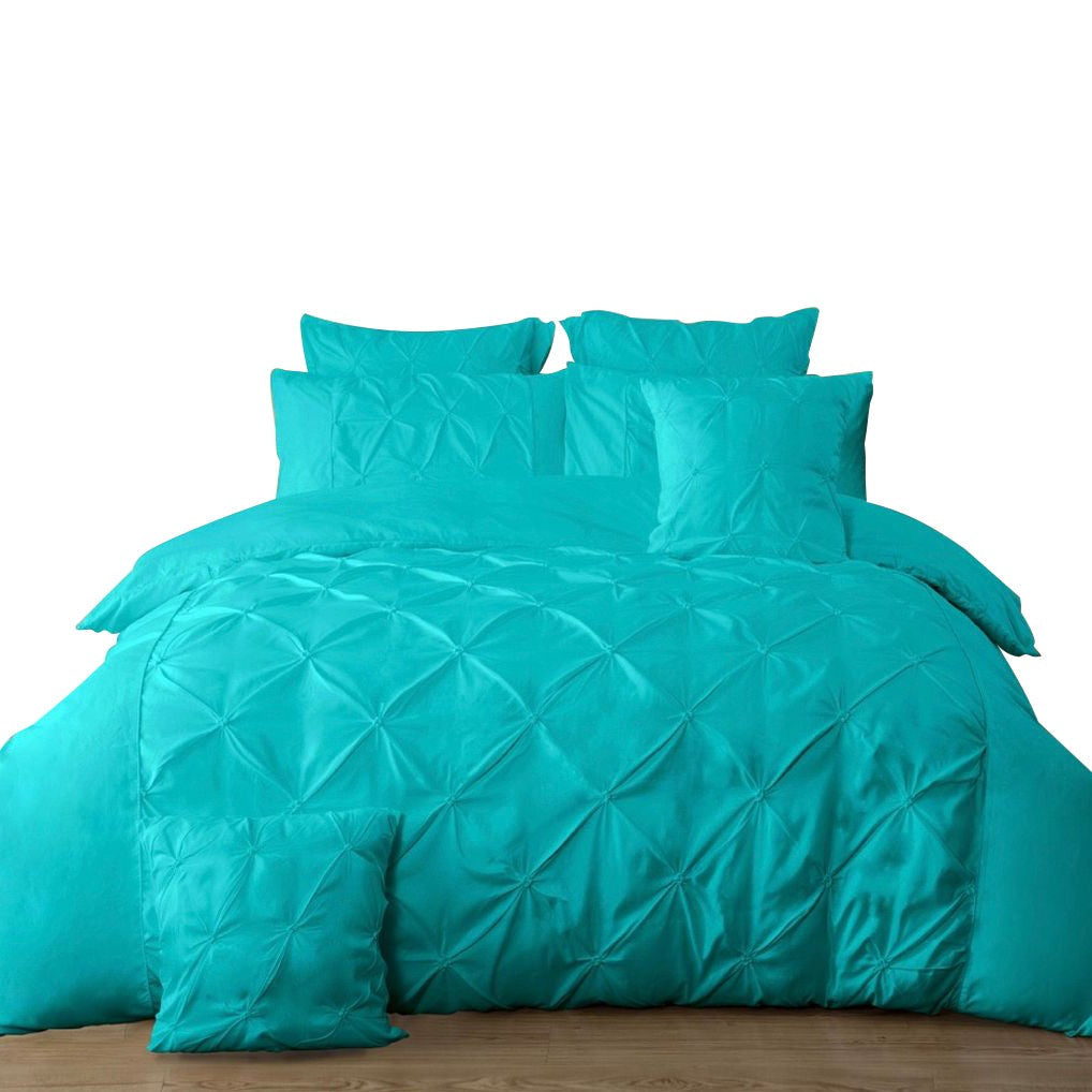 Diamond Pintuck Double Size Quilt/Duvet Cover Set - Teal