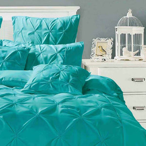 Diamond Pintuck Double Size Quilt/Duvet Cover Set - Teal