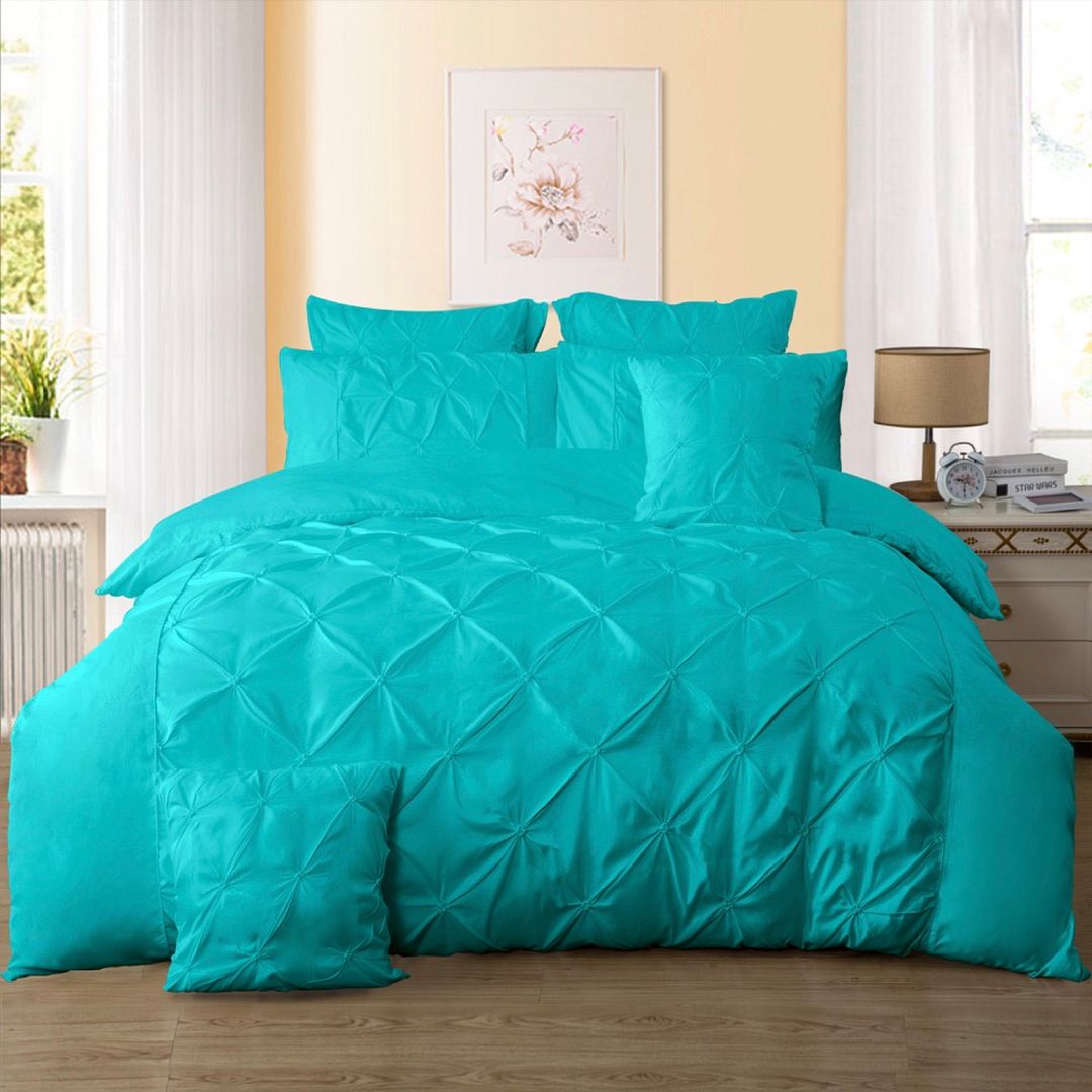 Diamond Pintuck Double Size Quilt/Duvet Cover Set - Teal