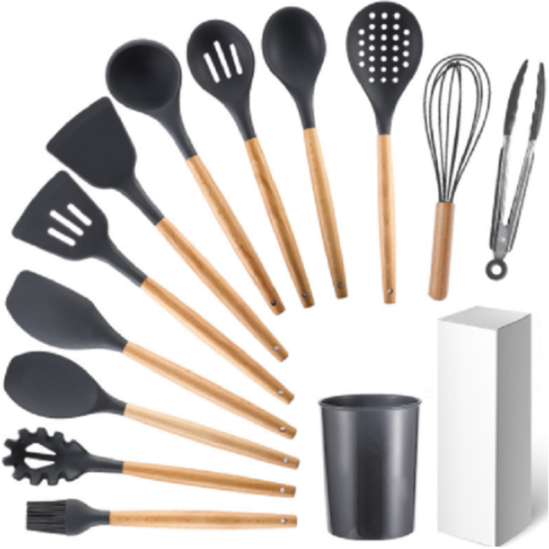 12Pcs Silicone Utensils Set Black