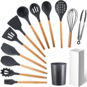 12Pcs Silicone Utensils Set Black