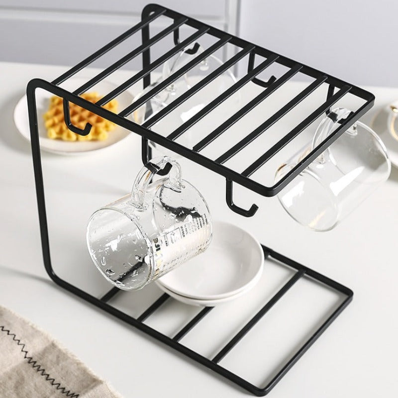 Cup Mug Holder Plate Rack Stand Black