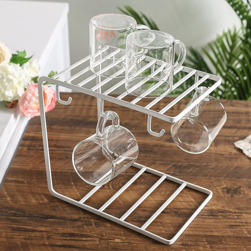 Cup Mug Holder Plate Rack Stand White