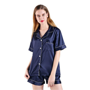 2Pc Satin Short Women Pajamas Set Large