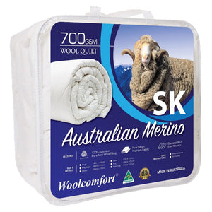 Woolcomfort Aus Made Merino Quilt 700Gsm 270X240cm Super King Size