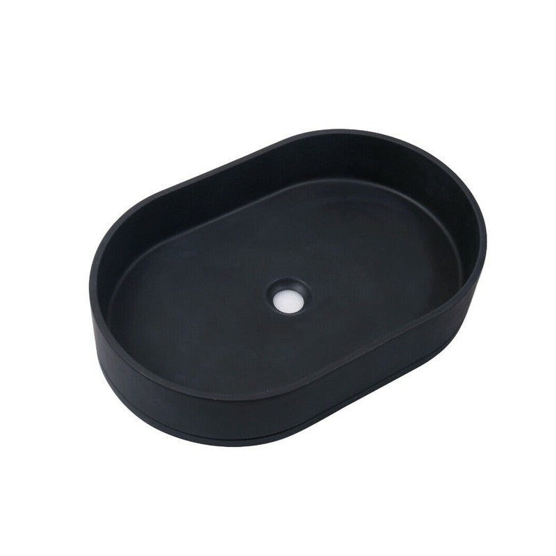 Ultra Modern Concrete Cement Wash Basin Counter Top Matte Black Oval