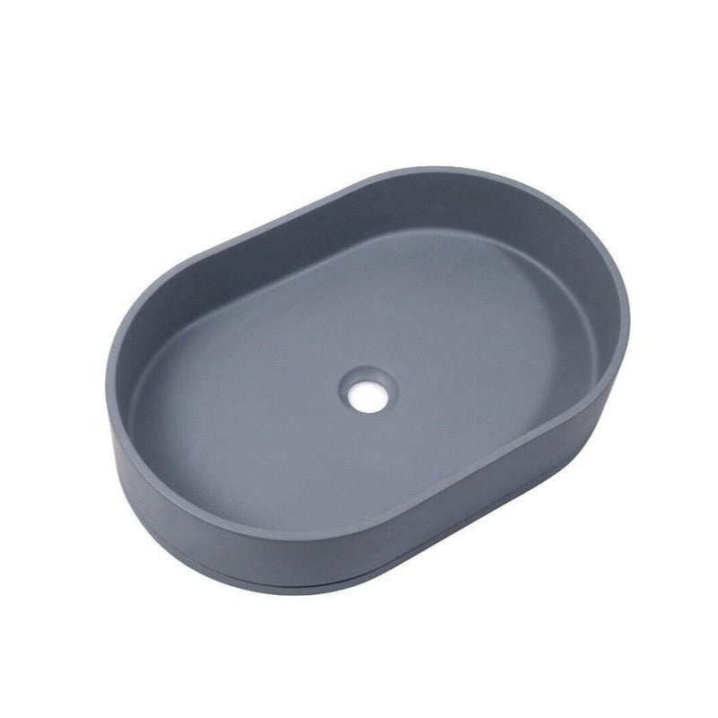 Ultra Modern Concrete Cement Wash Basin Counter Top Matte Dark Gray Oval