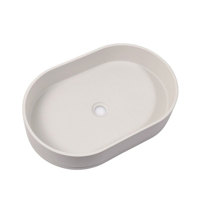 Ultra Modern Concrete Cement Wash Basin Counter Top Matte White Oval