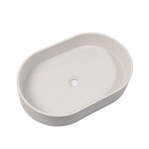 Ultra Modern Concrete Cement Wash Basin Counter Top Matte White Oval