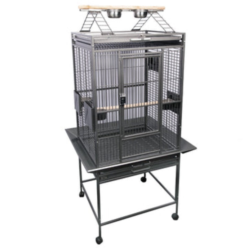 Avi One Parrot Cage With Play Pen Silver Black