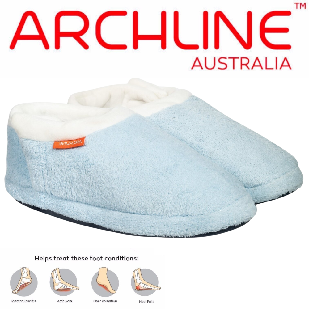 Archline Orthotic Slippers Closed Scuffs Moccasins - Sky Blue Eur 38