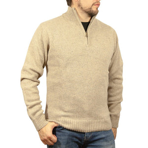 Jacksmith 100% Shetland Wool Half Zip Up Knit Jumper Pullover Mens Sweater Knitted