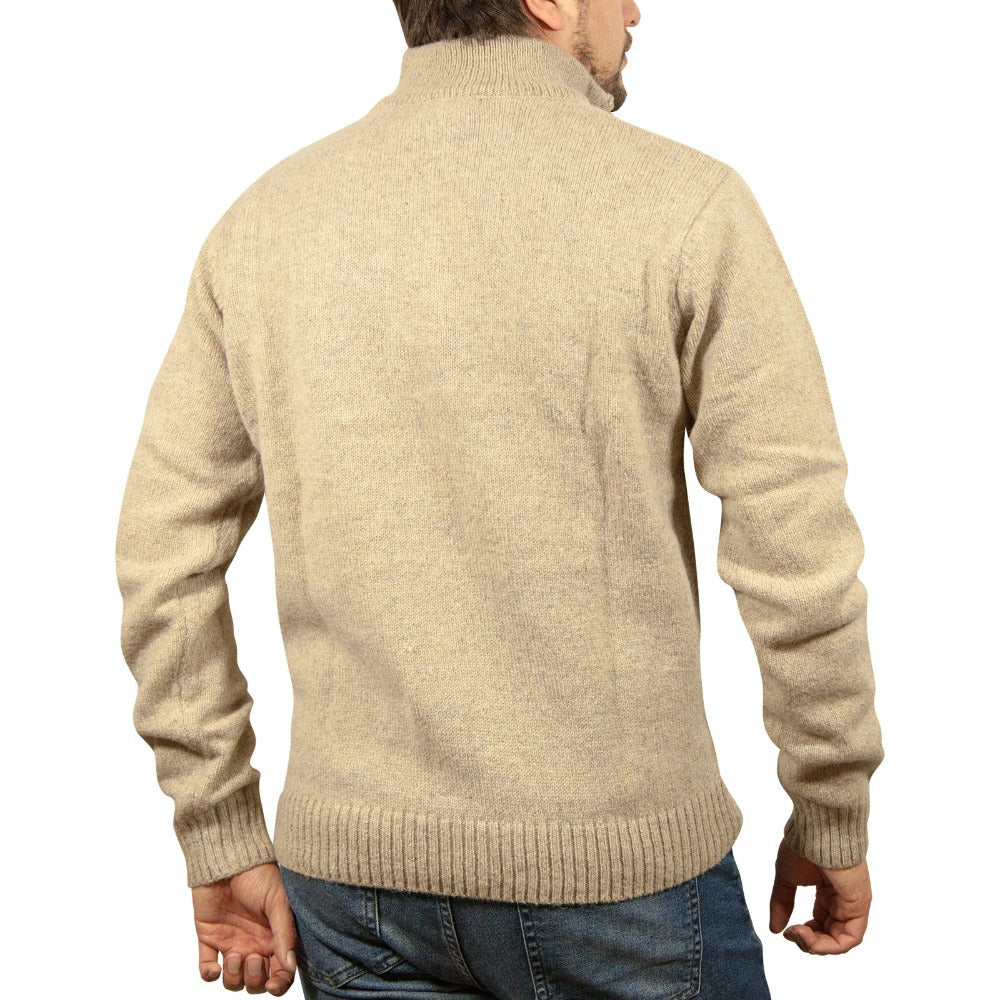 Jacksmith 100% Shetland Wool Half Zip Up Knit Jumper Pullover Mens Sweater Knitted