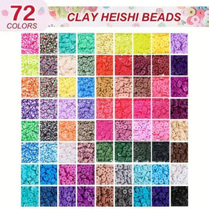 10800Pcs Clay Beads For Bracelet Making Kit 72 Colors Spacer Heishi Jewelry