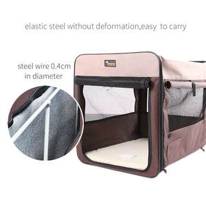 Pet Carrier Bag Soft Dog Crate Cage Kennel Tent House Foldable Portable Bed Brown 70*52*52Cm