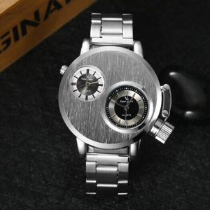 V6 Luxury Analog Men's Military Sports Stainless Steel Quartz Wrist Watch Silver