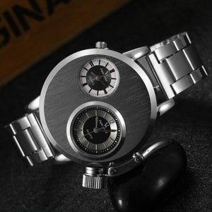 V6 Luxury Analog Men's Military Sports Stainless Steel Quartz Wrist Watch Silver