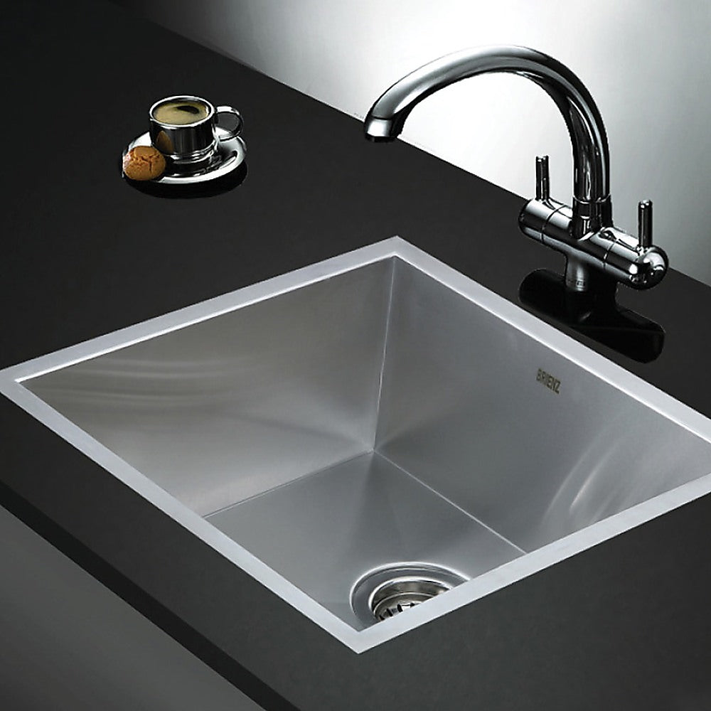 440X440mm Handmade Stainless Steel Undermount / Topmount Kitchen Laundry Sink With Waste