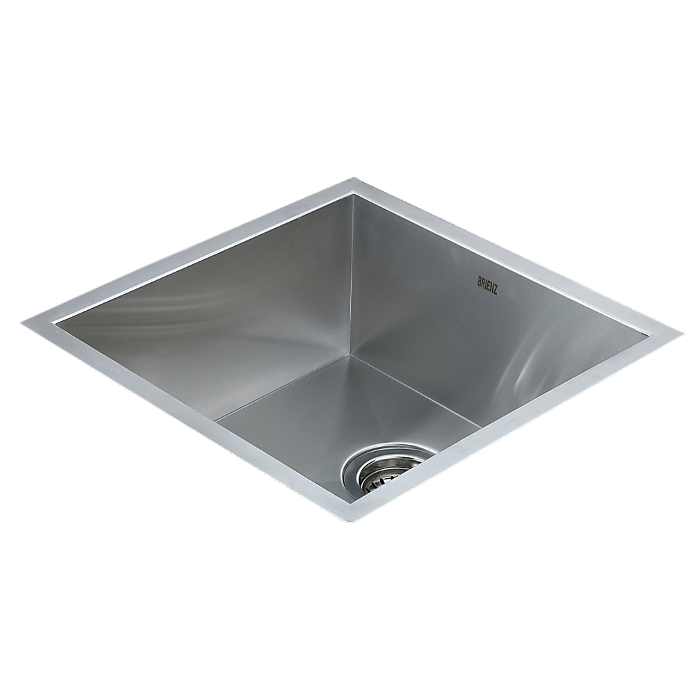 440X440mm Handmade Stainless Steel Undermount / Topmount Kitchen Laundry Sink With Waste