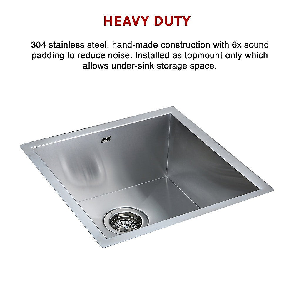 440X440mm Handmade Stainless Steel Undermount / Topmount Kitchen Laundry Sink With Waste