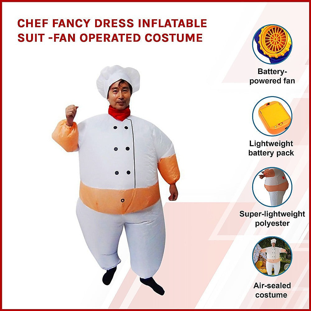 Chef Fancy Dress Inflatable Suit -Fan Operated Costume