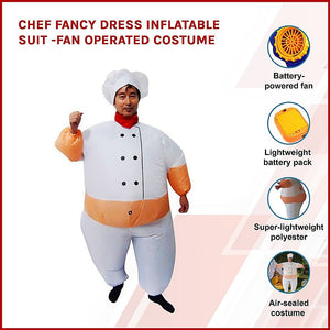 Chef Fancy Dress Inflatable Suit -Fan Operated Costume