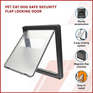 Pet Cat Dog Safe Security Flap Locking Door