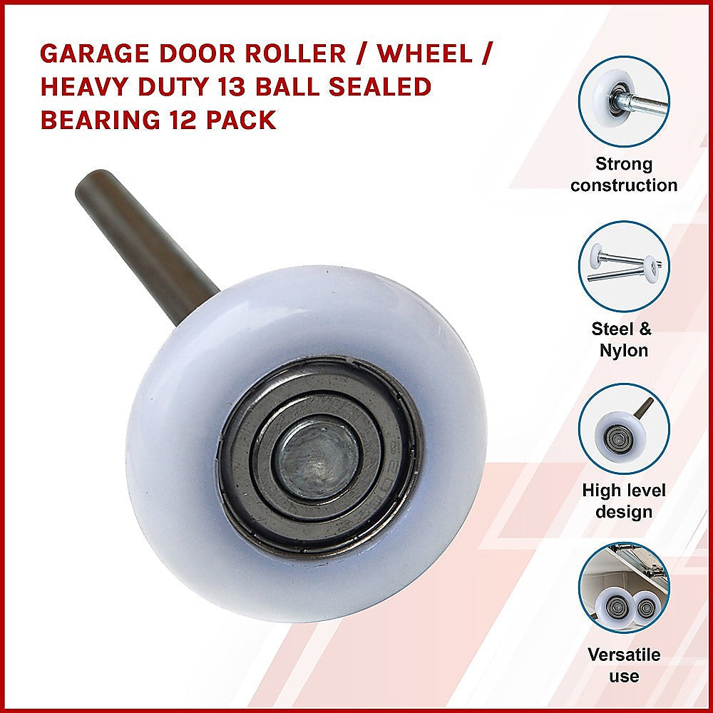 Randy & Travis Machinery Garage Door Roller / Wheel Heavy Duty 13 Ball Sealed Bearing 12 Pack